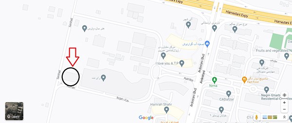 نقشه گوگل پروژه بقیه الله 5